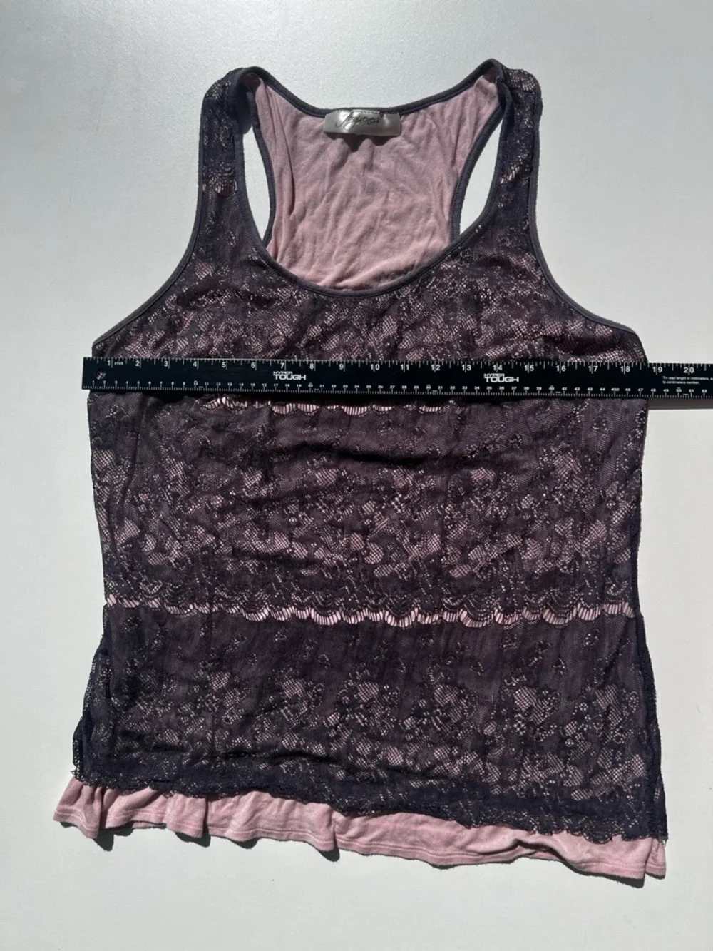 Layered Lace Racerback Tank - Pink & Purple - Picture 2 of 9